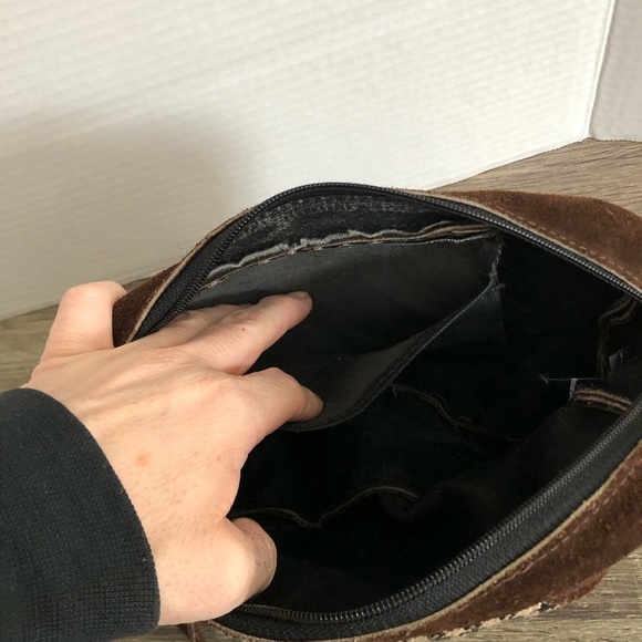 Vtg Suede and Houndstooth Shoulder Bag - Picture 6 of 13